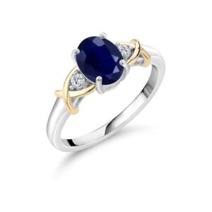 10K Yellow Gold and 925 Silver Gemstone Birthstone and Lab Grown Diamond Engagement Ring