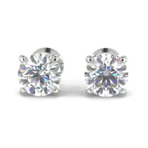 2 Carat TW Natural Real Diamond Solitaire Studs Earrings