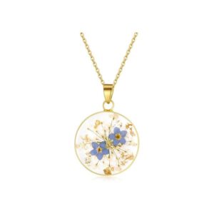 Forget-Me-Not and Queen Anne's Lace Pressed Wildflower Necklace