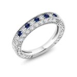 Gem Stone King Blue and White Created Sapphire Ring