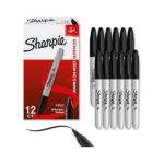 Sharpie Permanent Markers, Fine Tip, Black, 12 Count