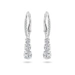 Swarovski Stilla Attract Trilogy Drop Pierced Earrings with White Crystals on a Rhodium Plated Setting with Hinged Closure